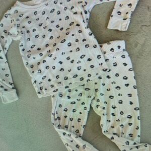 Kids White Leopard-Print Pajama Set - Soft Long Sleeve & Pants